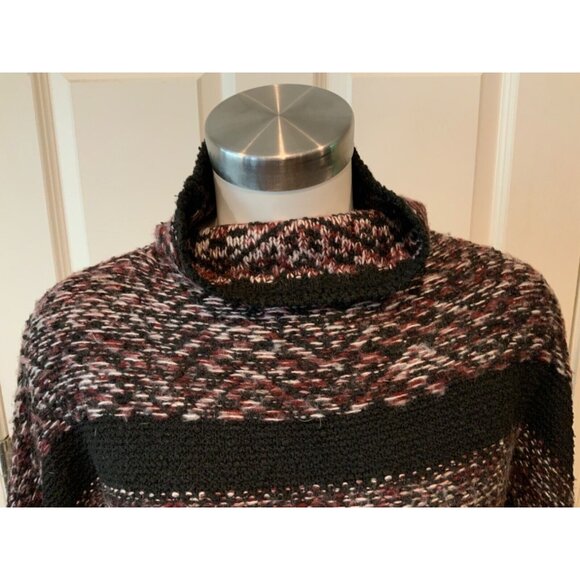 John + Jenn Purple & Black Striped Mock Neck Knit Sweater, Size S - Picture 2 of 8